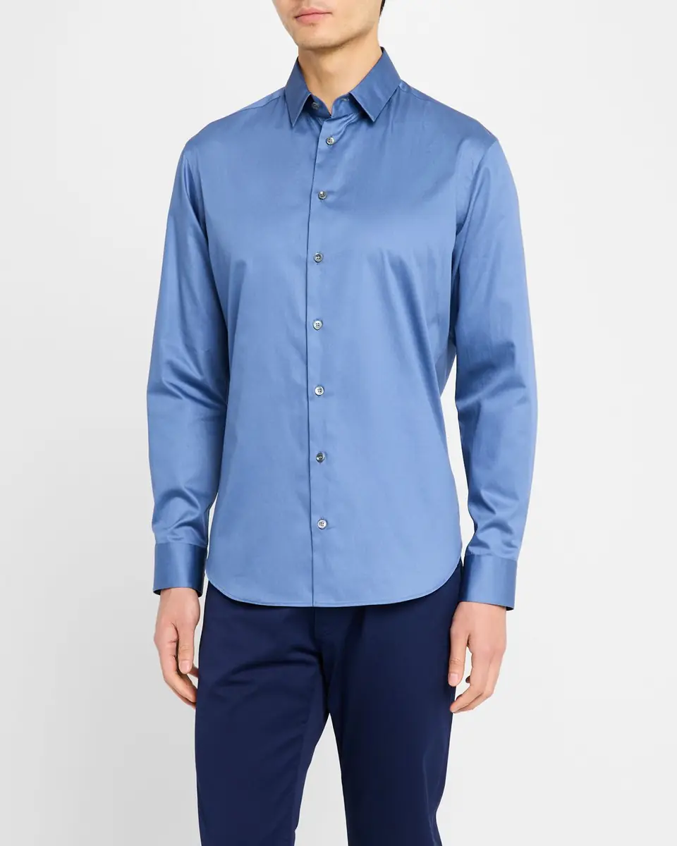 Giorgio Armani Men's Logan Piece-Dyed Cotton Sport Shirt | Thumbnail 3