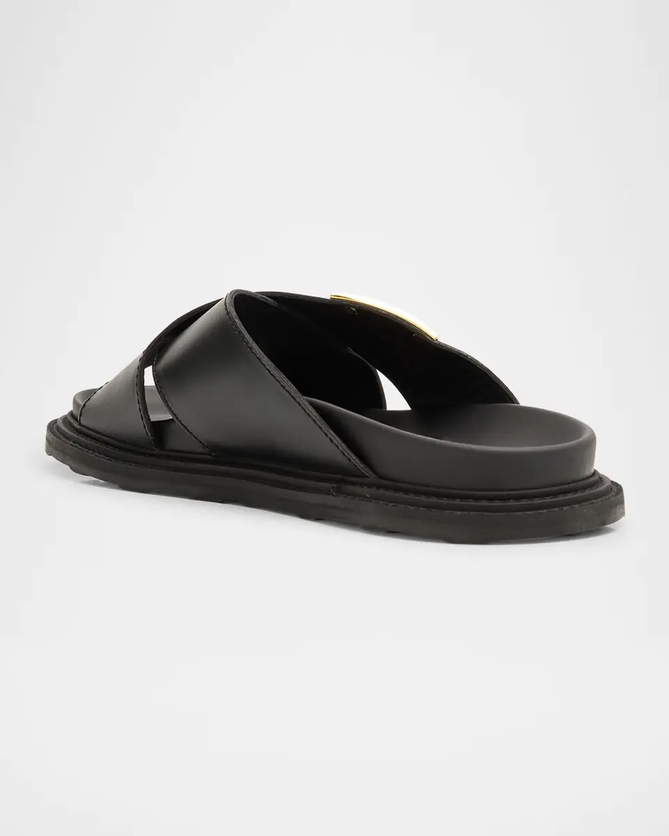 MOSCHINO Men's Calfskin Leather Slide Sandals | Thumbnail 3