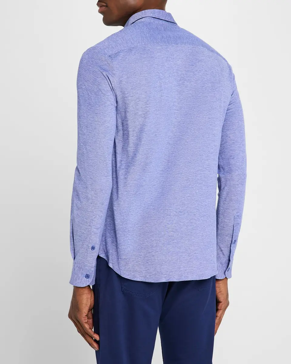 Emporio Armani Men's Pique Jersey Micro-Dot Sport Shirt | Thumbnail 2 Emporio Armani Men's Pique Jersey Micro-Dot Sport Shirt | Thumbnail 2