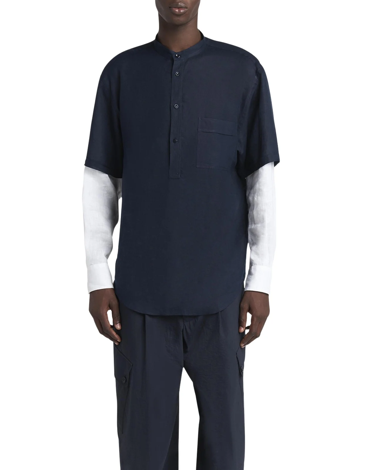 Men's Linen Shirt with Sewn-In Long Sleeves Men's Linen Shirt with Sewn-In Long Sleeves