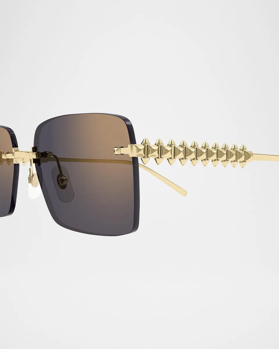 Cartier Rimless Metal Rectangle Sunglasses | Thumbnail 3