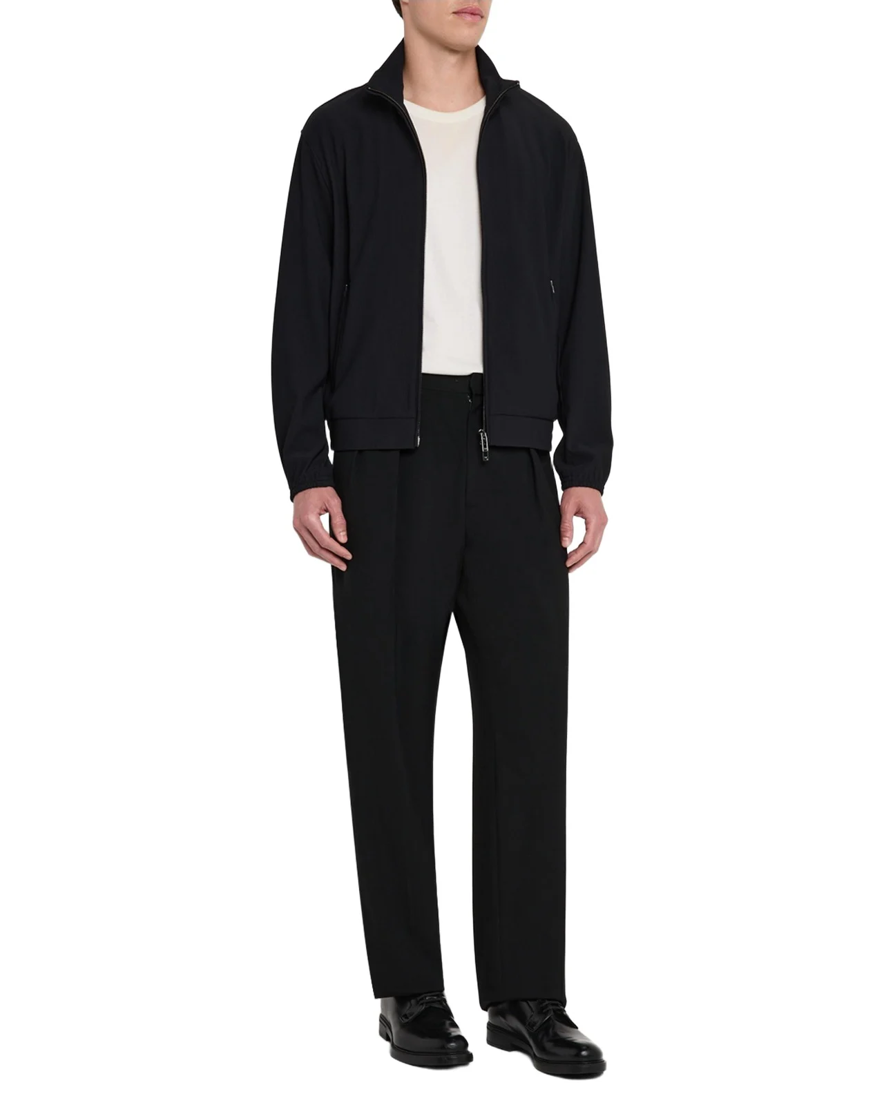Men's Nylon Stretch Ribbed Bomber Jacket Men's Nylon Stretch Ribbed Bomber Jacket