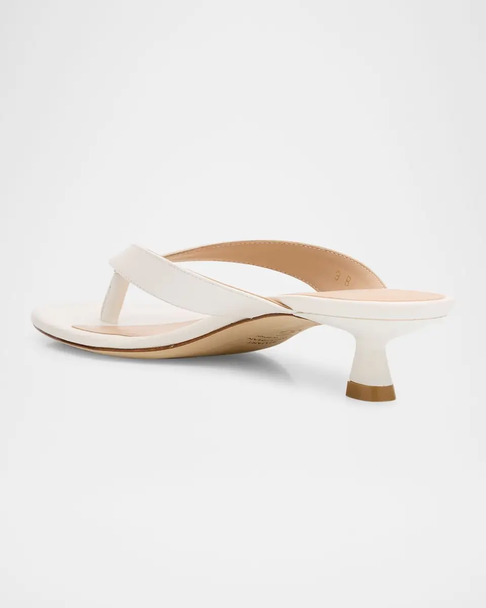 Stuart Weitzman Rio Leather Kitten-Heel Thong Sandals | Thumbnail 3