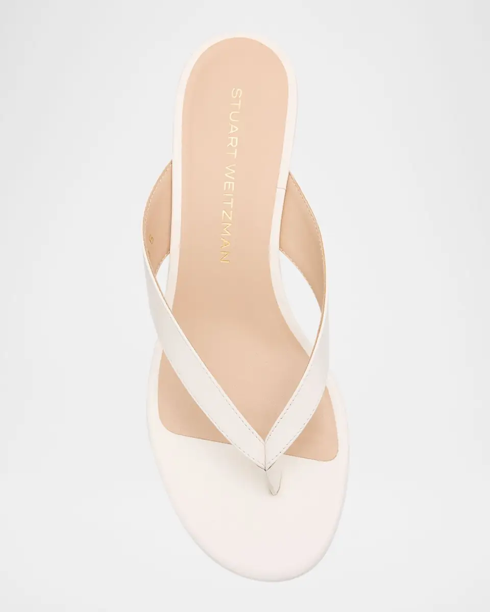 Stuart Weitzman Rio Leather Kitten-Heel Thong Sandals | Thumbnail 6