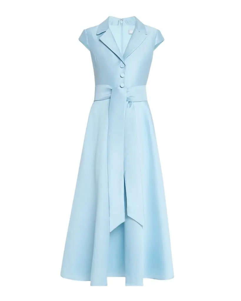 Belted Cap-Sleeve Pique Midi Shirtdress Belted Cap-Sleeve Pique Midi Shirtdress
