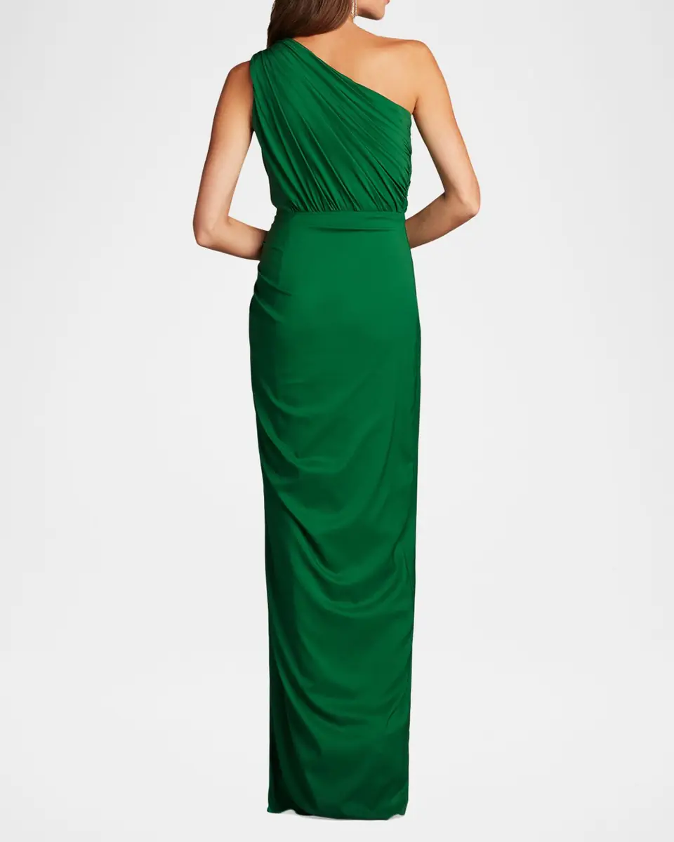 Tadashi Shoji One-Shoulder Shirred Ruffle Gown | Thumbnail 2