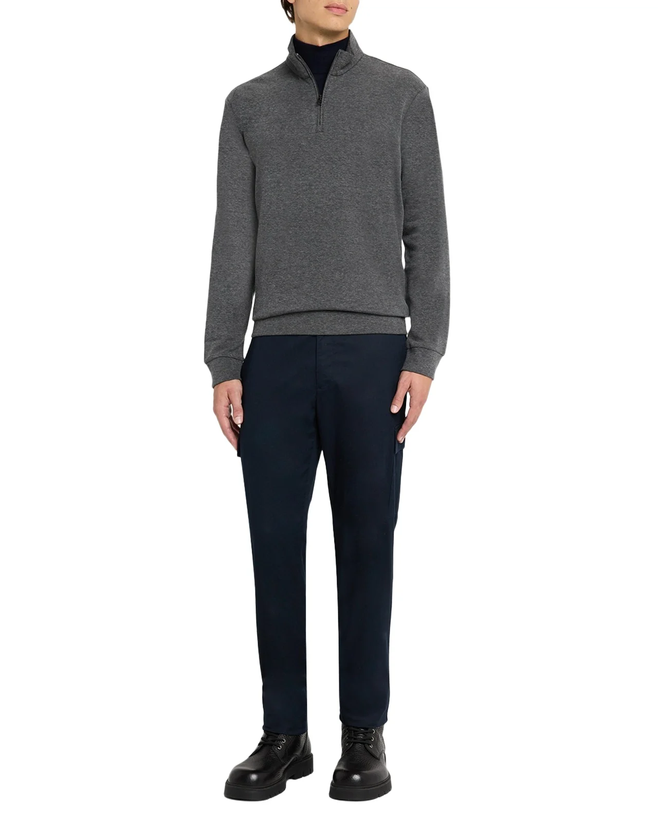 Men's Textured Double-Knit Quarter-Zip Sweater