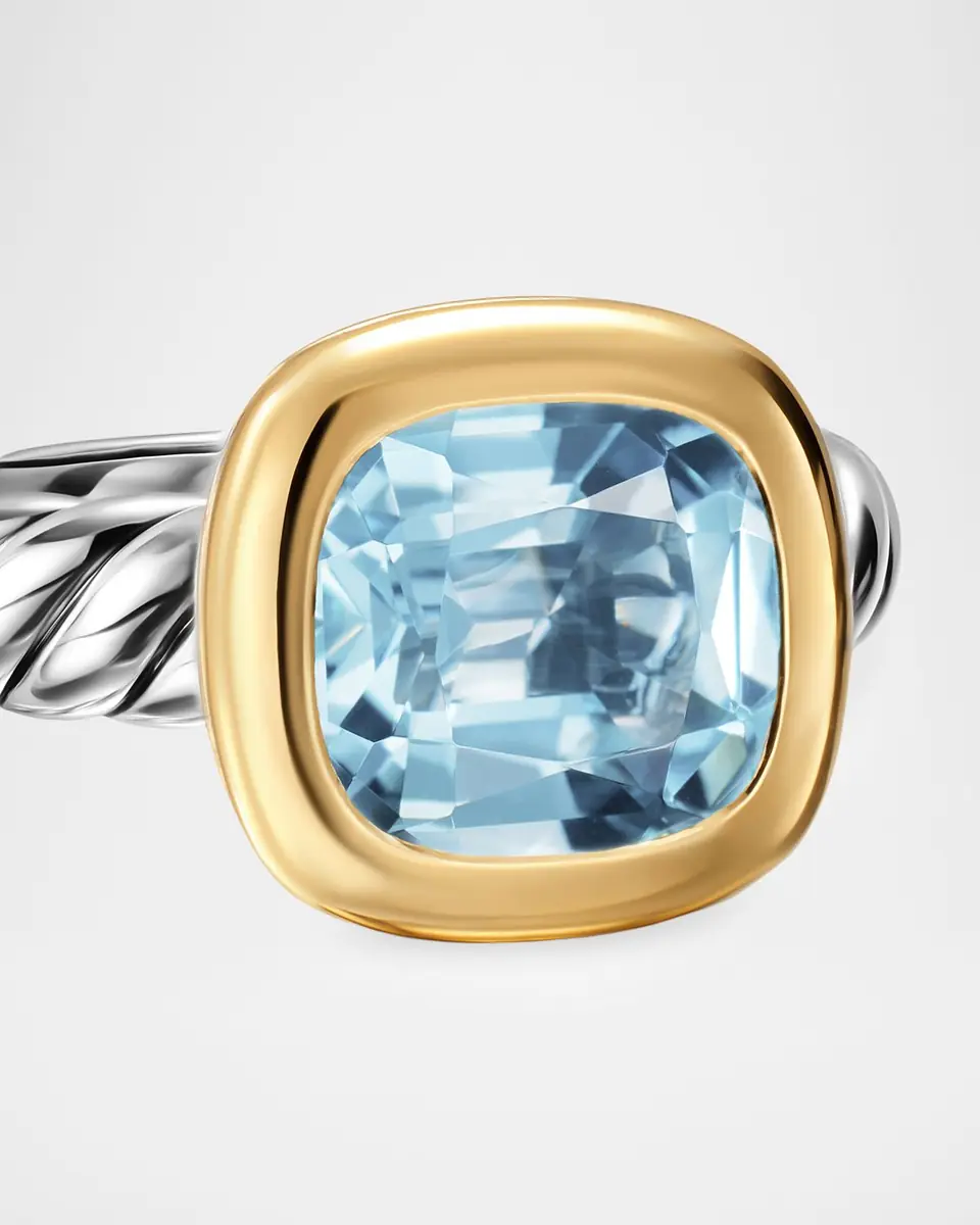 David Yurman DY Mercer Color Stone Ring with Sky Blue Topaz in Silver and 18K Gold, 10mm, Size 5 | Thumbnail 2 David Yurman DY Mercer Color Stone Ring with Sky Blue Topaz in Silver and 18K Gold, 10mm, Size 5 | Thumbnail 2