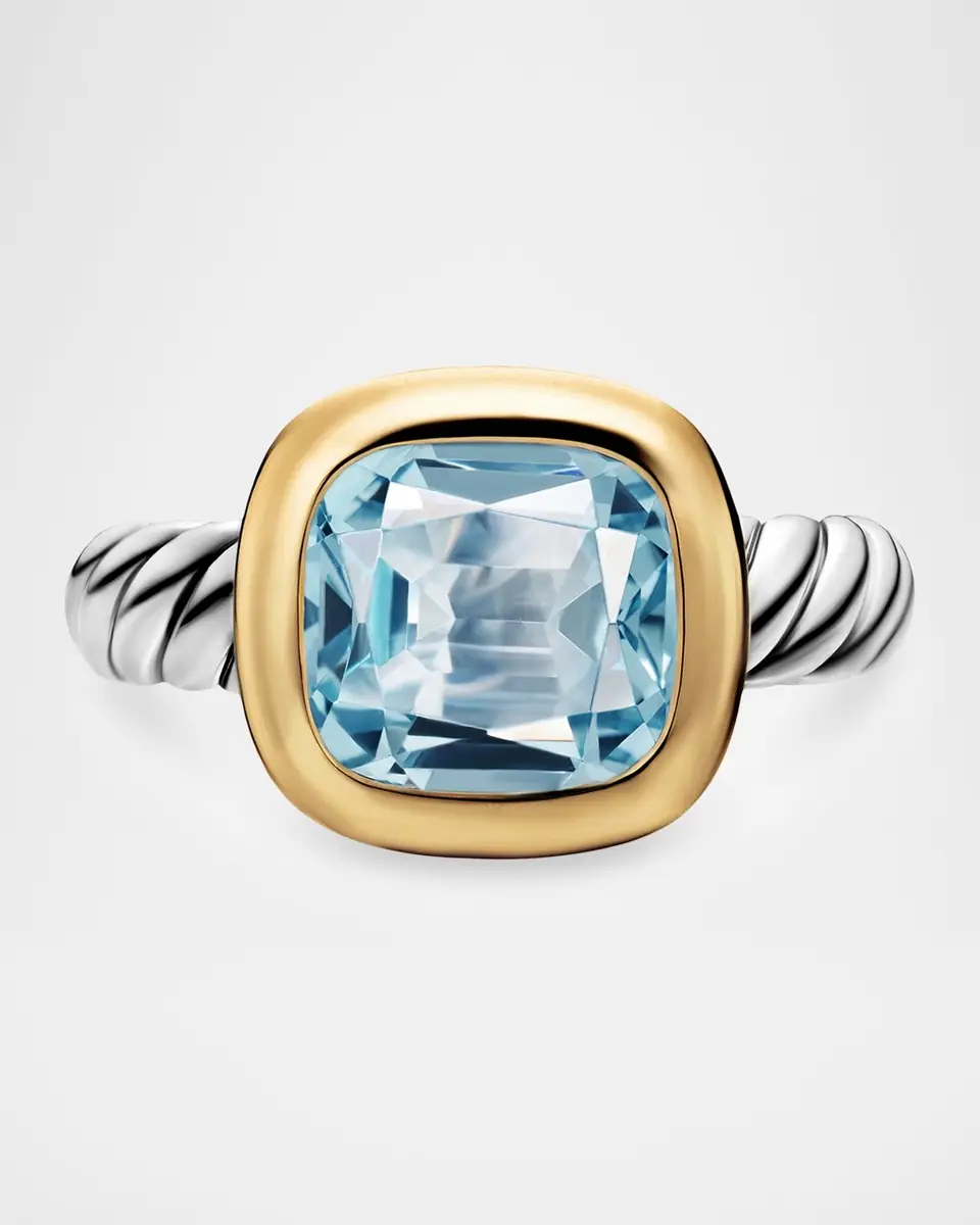 David Yurman DY Mercer Color Stone Ring with Sky Blue Topaz in Silver and 18K Gold, 10mm, Size 5 | Thumbnail 4 David Yurman DY Mercer Color Stone Ring with Sky Blue Topaz in Silver and 18K Gold, 10mm, Size 5 | Thumbnail 4