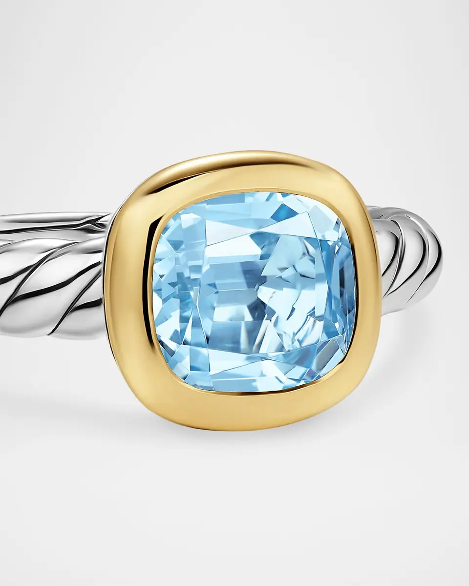 David Yurman DY Mercer Color Stone Ring with Sky Blue Topaz in Silver and 18K Gold, 7mm, Size 5 | Thumbnail 2 David Yurman DY Mercer Color Stone Ring with Sky Blue Topaz in Silver and 18K Gold, 7mm, Size 5 | Thumbnail 2