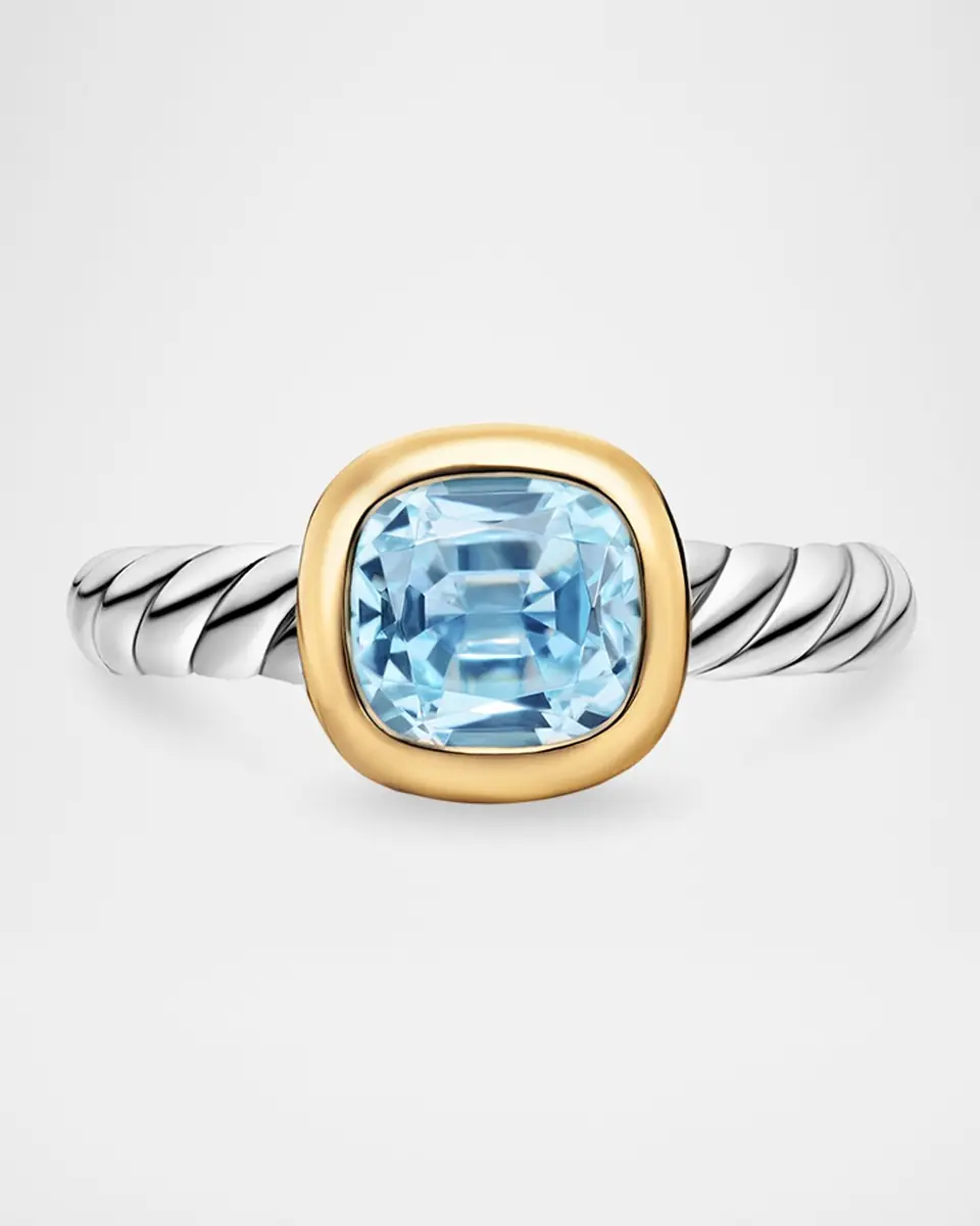 David Yurman DY Mercer Color Stone Ring with Sky Blue Topaz in Silver and 18K Gold, 7mm, Size 5 | Thumbnail 4 David Yurman DY Mercer Color Stone Ring with Sky Blue Topaz in Silver and 18K Gold, 7mm, Size 5 | Thumbnail 4