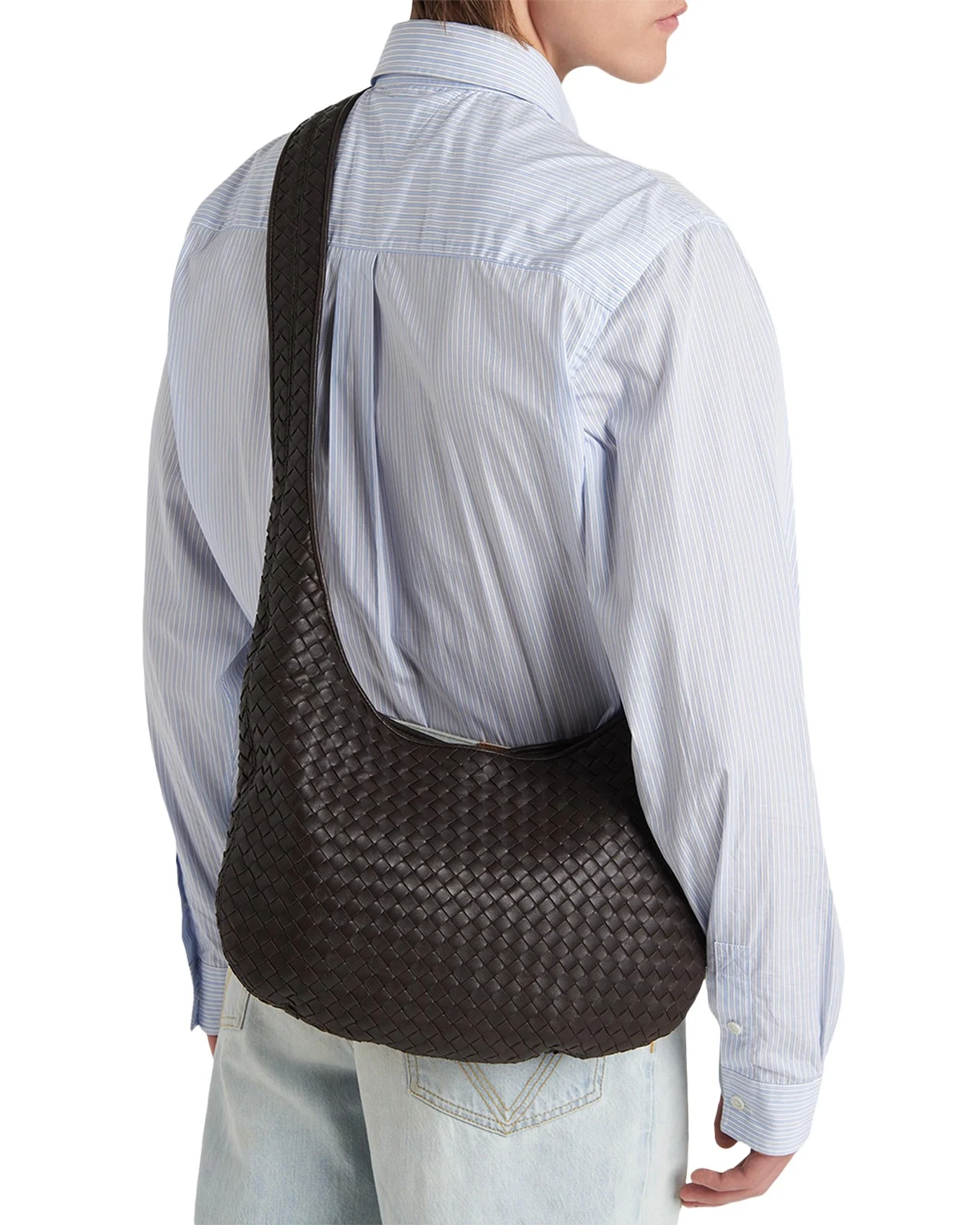 Men's Small Veneto Intrecciato Leather Shoulder Bag Men's Small Veneto Intrecciato Leather Shoulder Bag