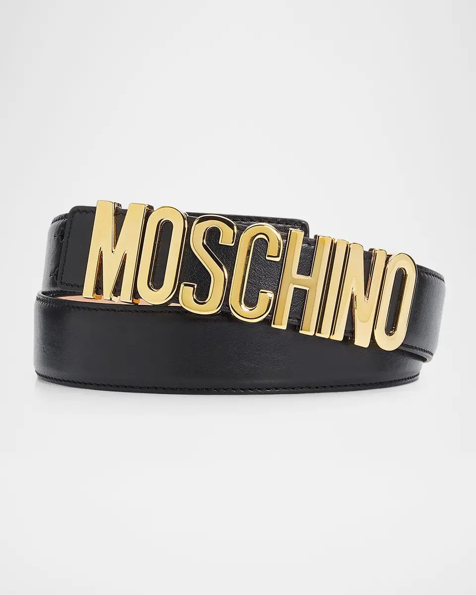 MOSCHINO Men's Lettering Logo Leather Belt | Thumbnail 3