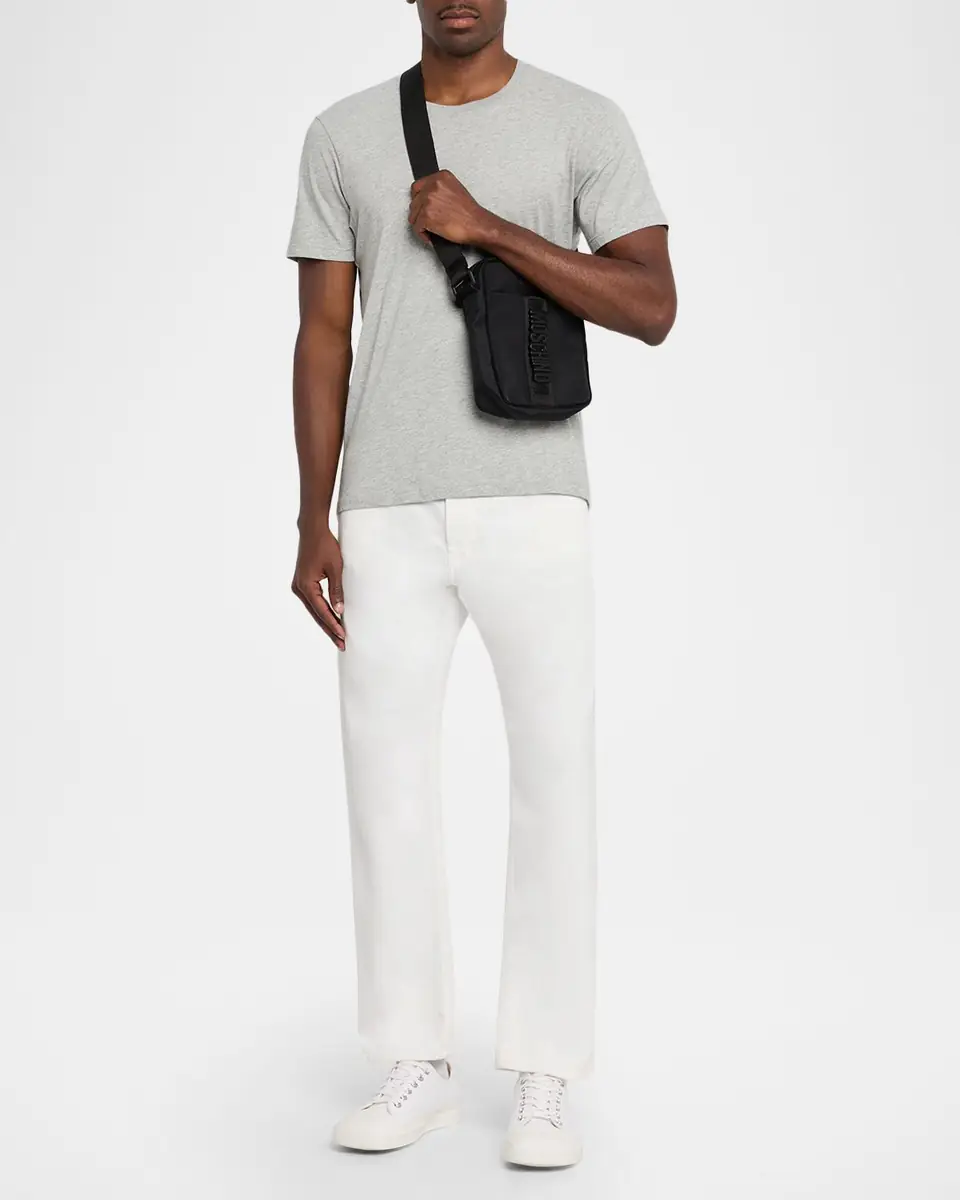 MOSCHINO Men's Logo Canvas Crossbody Bag | Thumbnail 4 MOSCHINO Men's Logo Canvas Crossbody Bag | Thumbnail 4
