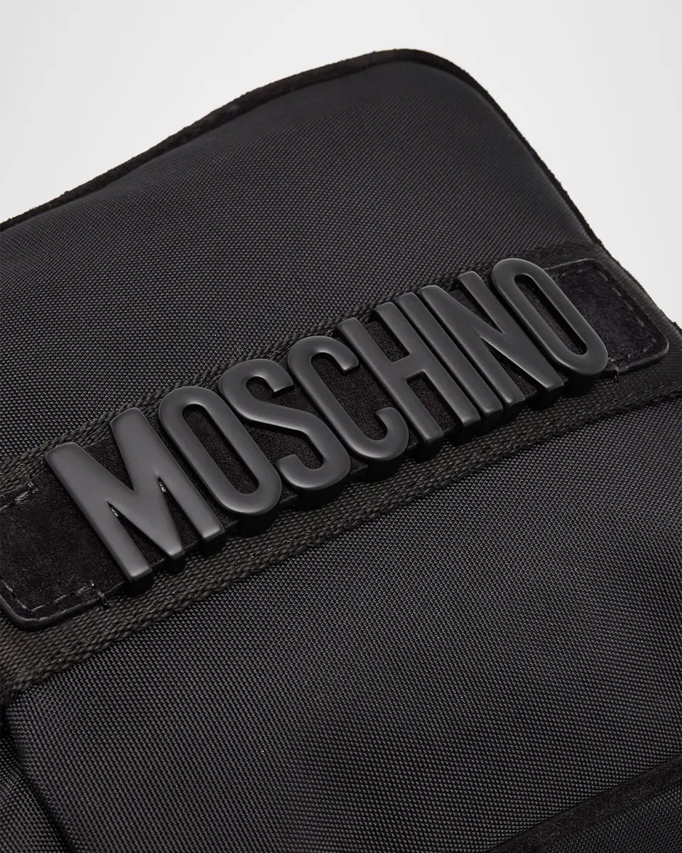 MOSCHINO Men's Logo Canvas Crossbody Bag | Thumbnail 5 MOSCHINO Men's Logo Canvas Crossbody Bag | Thumbnail 5