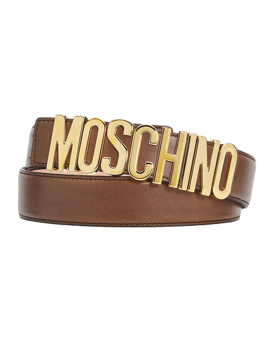 MOSCHINO Men's Lettering Logo Leather Belt | Thumbnail 2