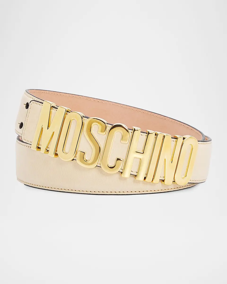 MOSCHINO Men's Lettering Logo Leather Belt | Thumbnail 3