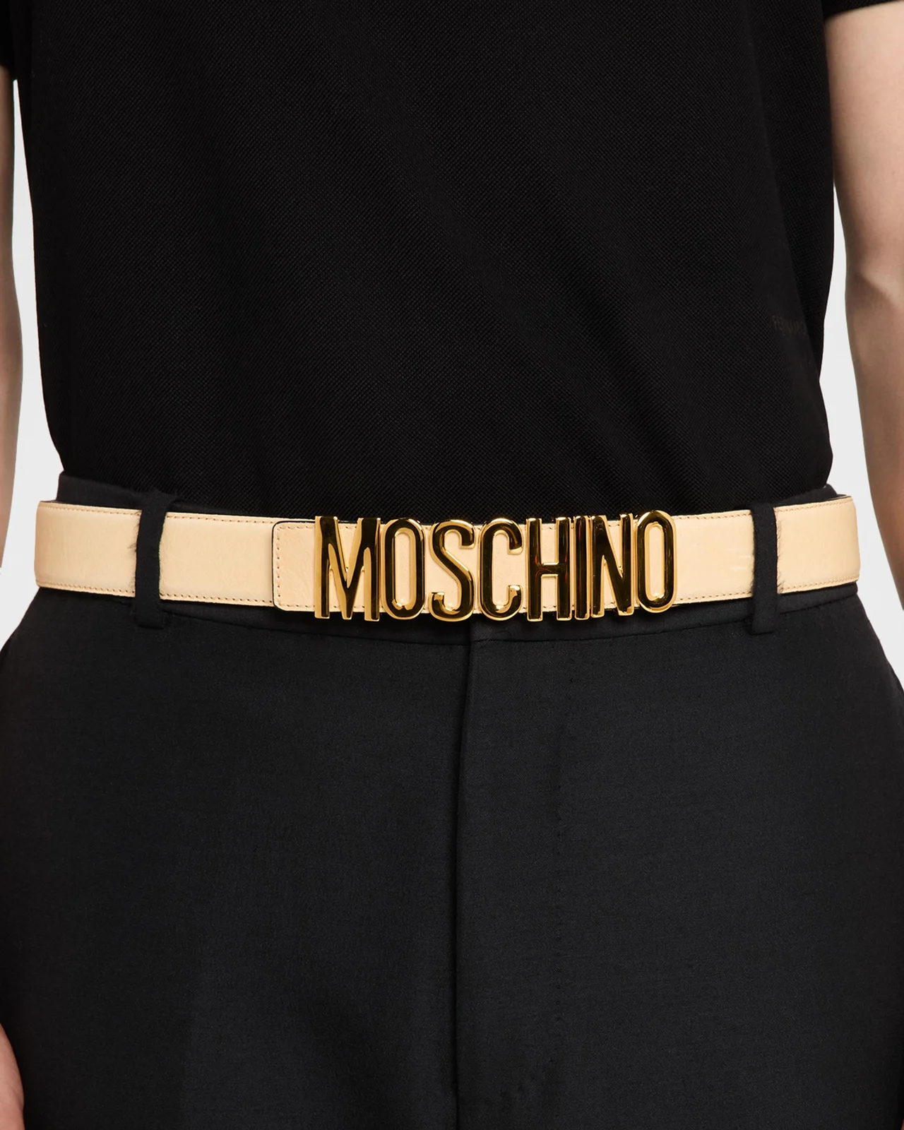 MOSCHINO Men's Lettering Logo Leather Belt