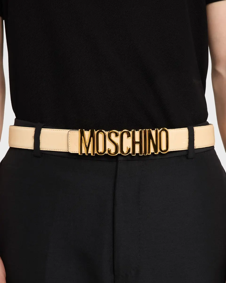 MOSCHINO Men's Lettering Logo Leather Belt