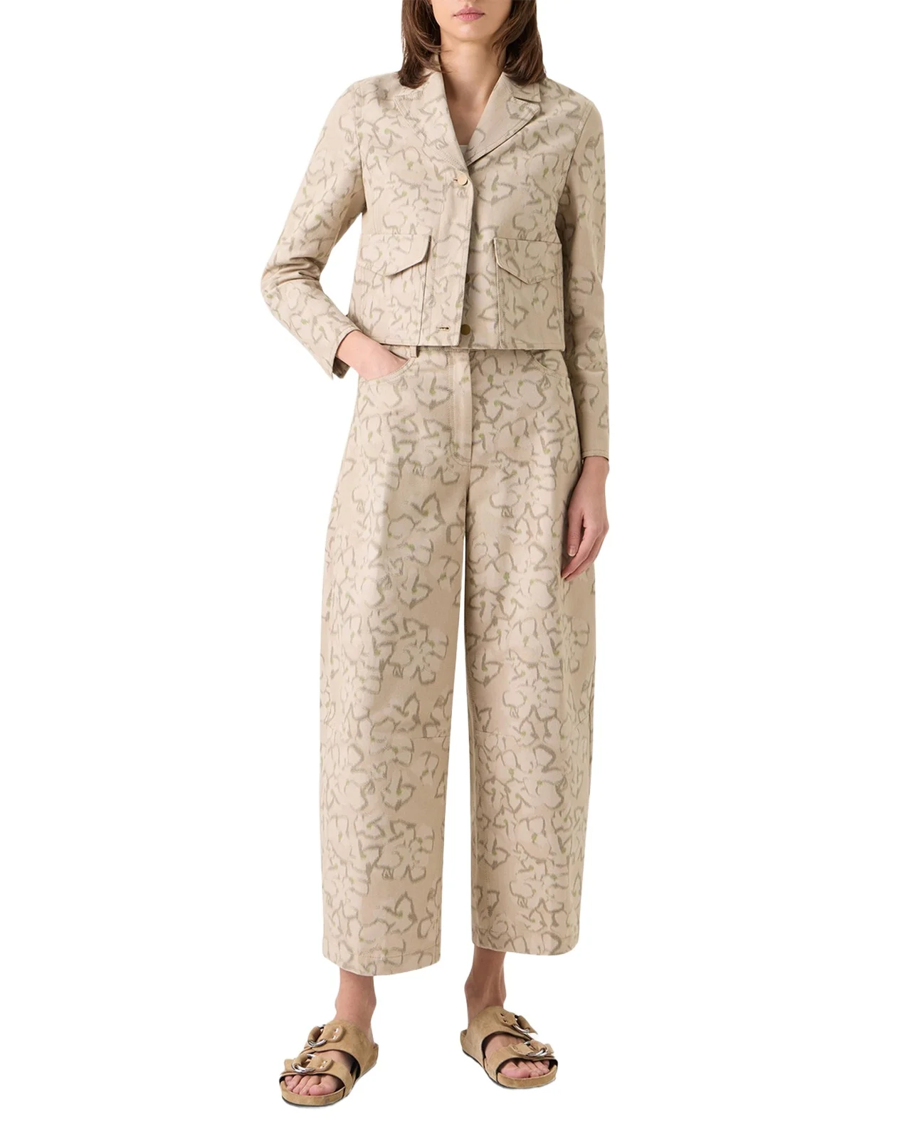 Ikat Flower Print Cotton Canvas Boxy Jacket Ikat Flower Print Cotton Canvas Boxy Jacket