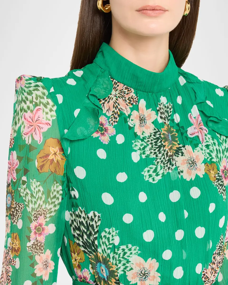 Saloni Jacqui-B Belted Floral Silk Midi Dress | Thumbnail 4