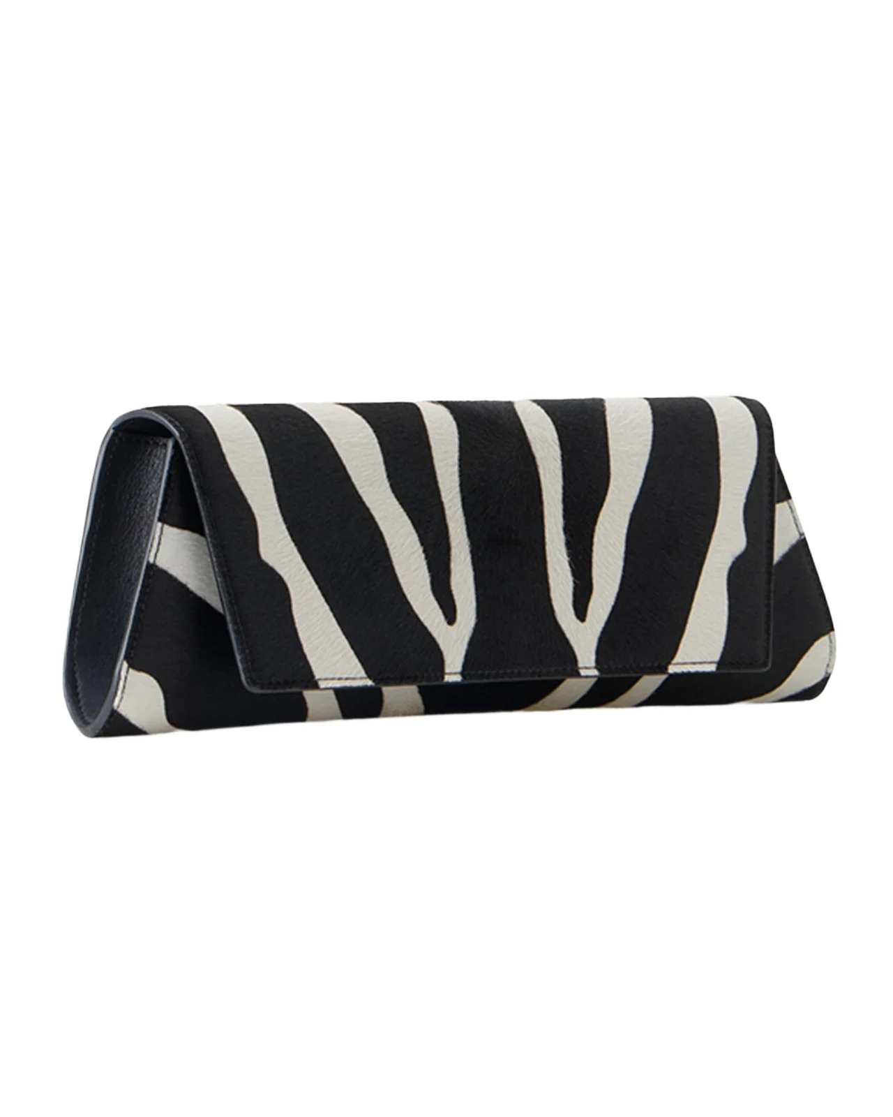 Small Zebra-Print Calf Hair Clutch Bag