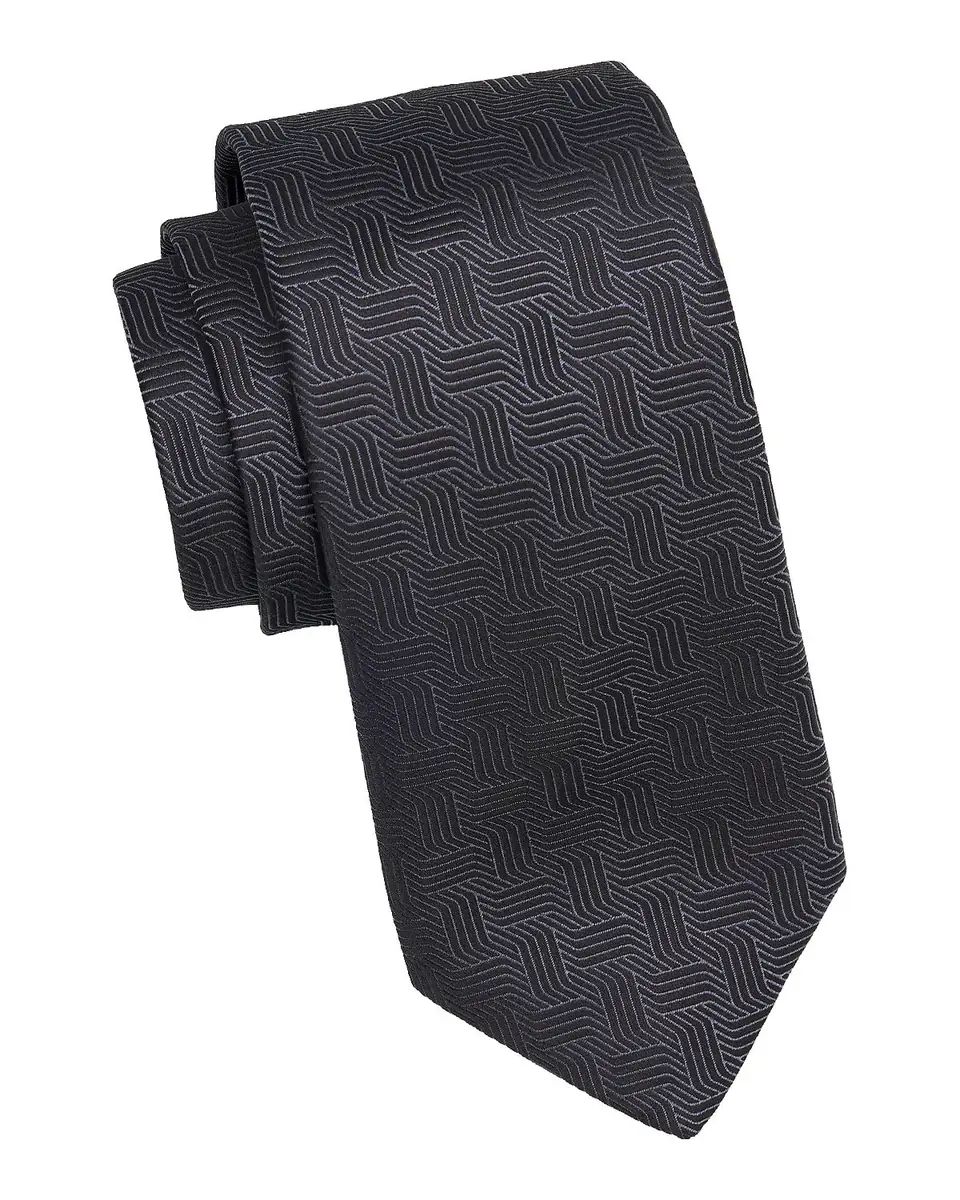 Canali Men's Art Deco Silk Tie, Charcoal | Thumbnail 2