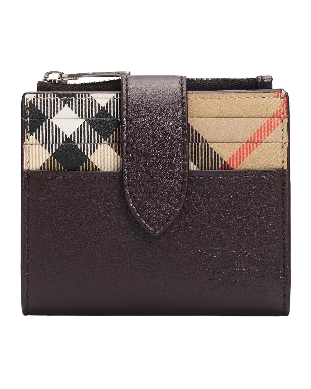 Burberry Men's Pop Check Leather Bifold Zip Wallet