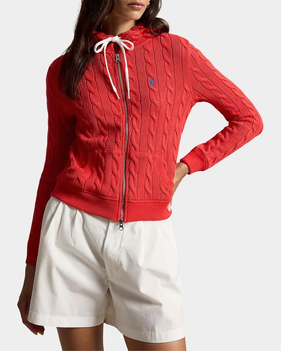 Polo Ralph Lauren Cable-Knit Cotton Full-Zip Hoodie | Thumbnail 2