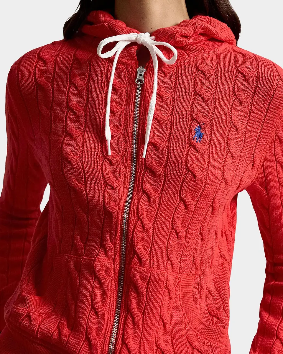 Polo Ralph Lauren Cable-Knit Cotton Full-Zip Hoodie | Thumbnail 4