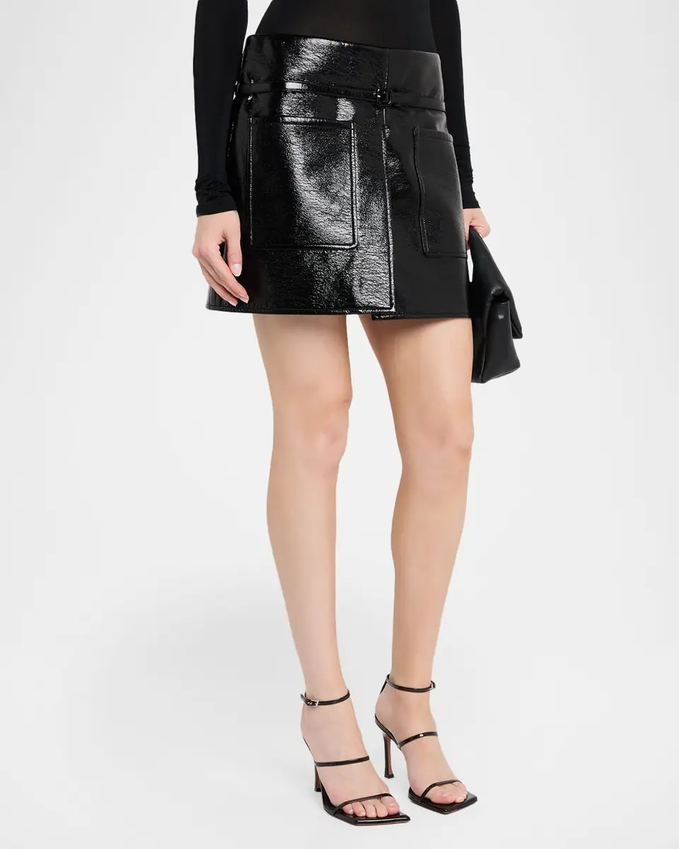 Courrèges Two Pockets Vinyl Mini Skirt With Belt | Thumbnail 3 Courrèges Two Pockets Vinyl Mini Skirt With Belt | Thumbnail 3