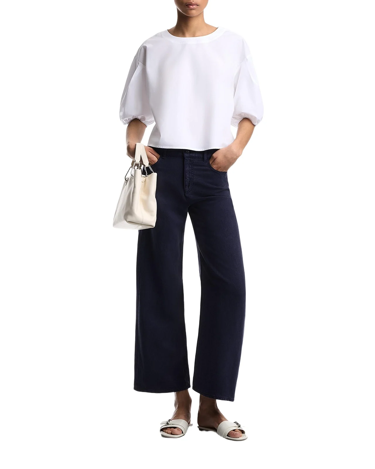 Emporio Armani Puff-Sleeve Cotton Blouse
