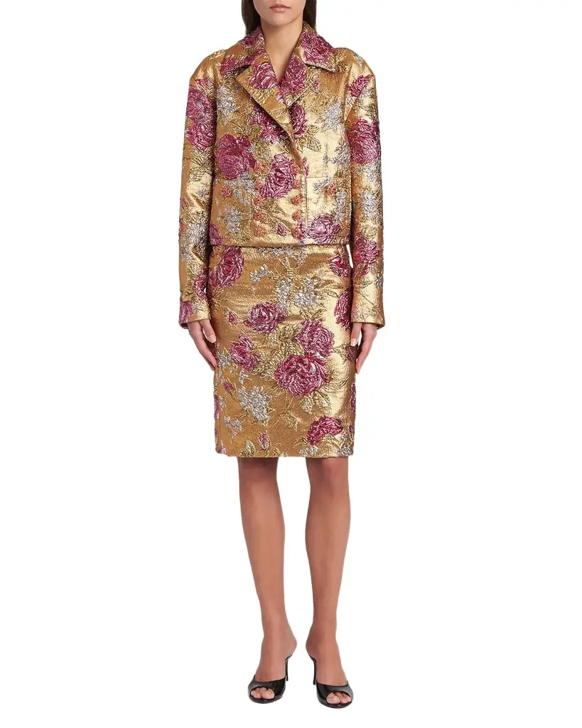 Dolce & Gabbana Metallic Floral Brocade Knee-Length skirt | Image 1 Dolce & Gabbana Metallic Floral Brocade Knee-Length skirt | Image 1