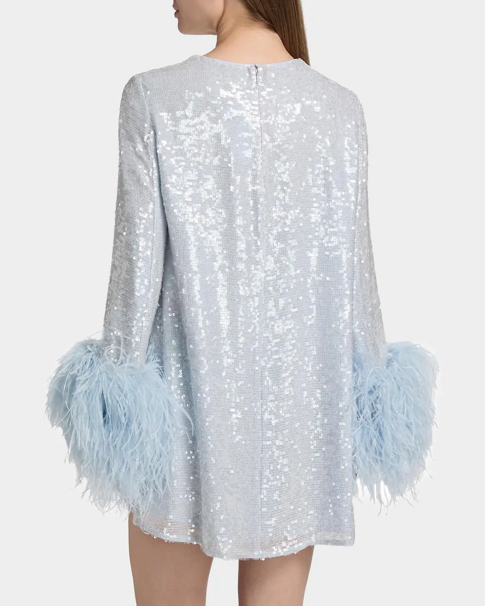 Lapointe Feather Cuff Long-Sleeve Sequined Mini Shift Dress | Thumbnail 2 Lapointe Feather Cuff Long-Sleeve Sequined Mini Shift Dress | Thumbnail 2