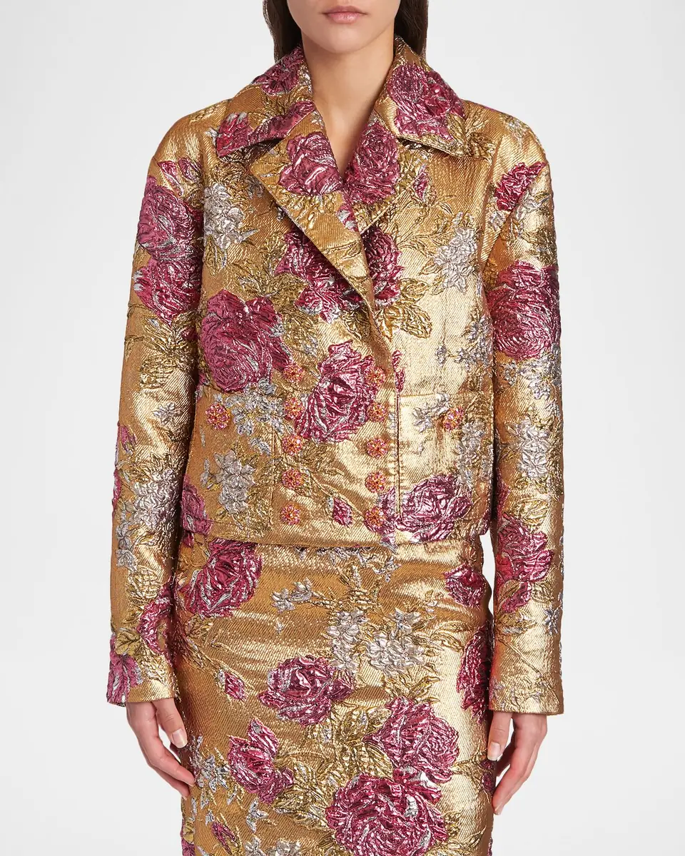 Dolce & Gabbana Metallic Floral Jacquard Double-Breasted Jacket | Thumbnail 3 Dolce & Gabbana Metallic Floral Jacquard Double-Breasted Jacket | Thumbnail 3