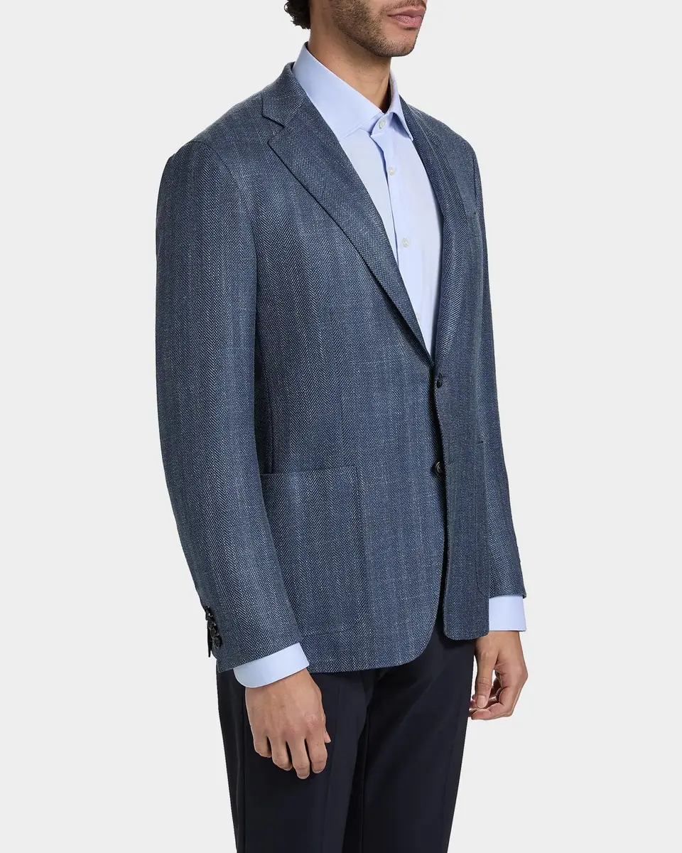 Canali Men's Denim Herringbone Single-Breasted Sport Coat | Thumbnail 6 Canali Men's Denim Herringbone Single-Breasted Sport Coat | Thumbnail 6