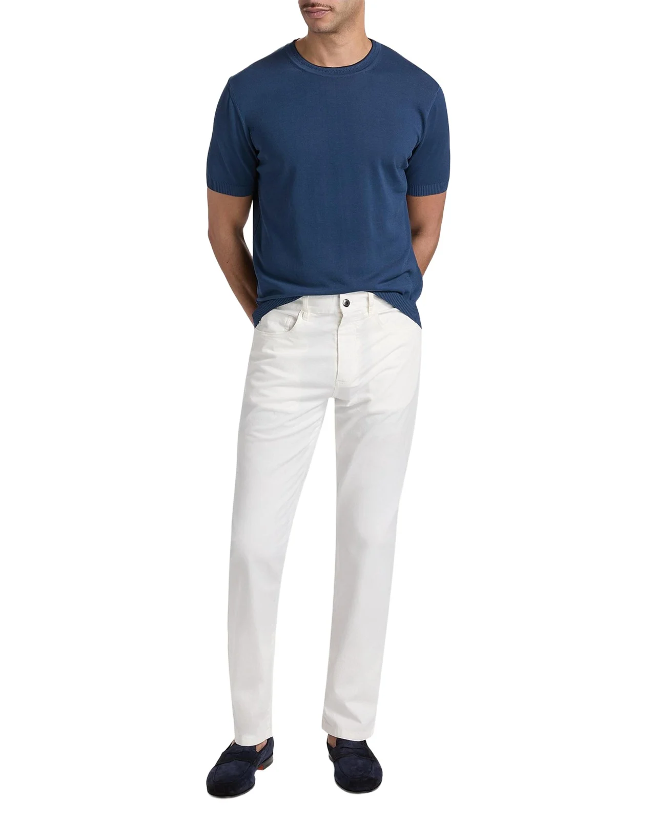 Canali Men's Cotton Knit Short-Sleeve Crewneck Sweater