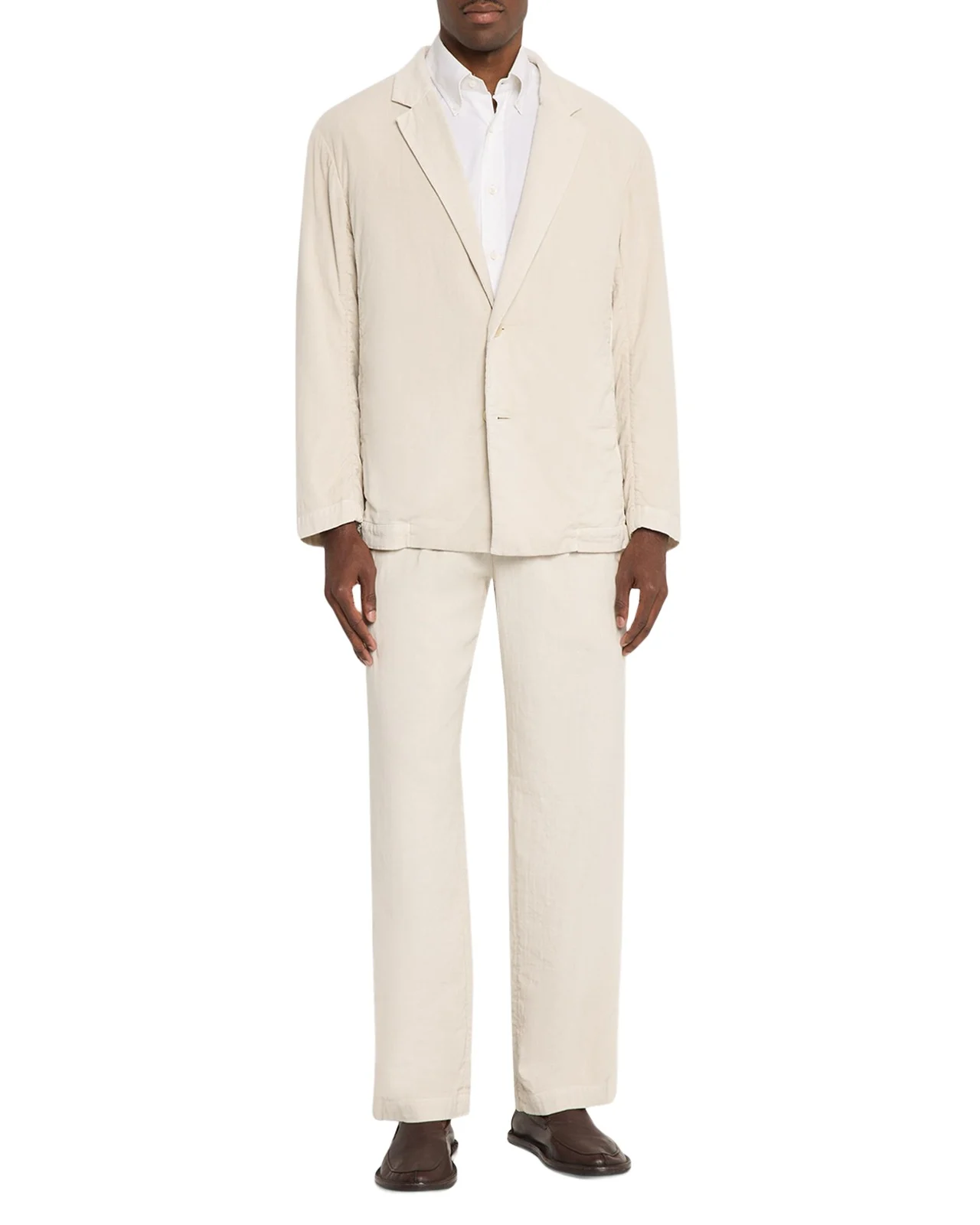 Men's Cotton Pigment Pleated Straight-Leg Trousers