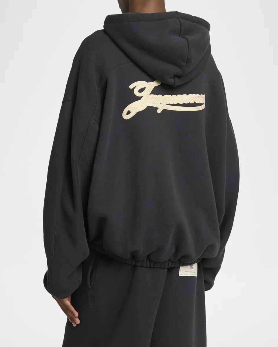 Jacquemus Men's The Torneo Rosemary Label Full-Zip Hoodie | Thumbnail 2