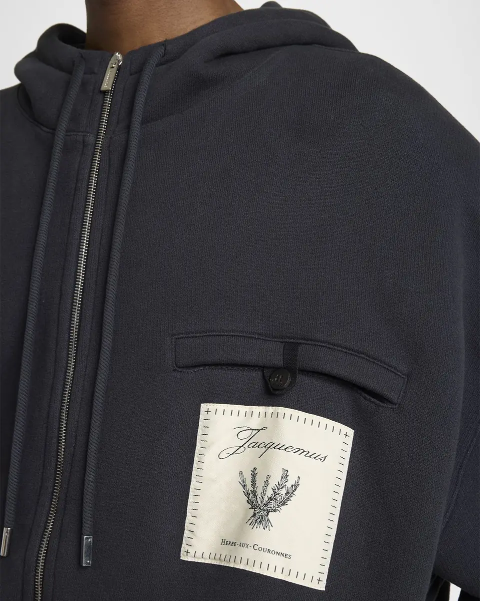 Jacquemus Men's The Torneo Rosemary Label Full-Zip Hoodie | Thumbnail 4