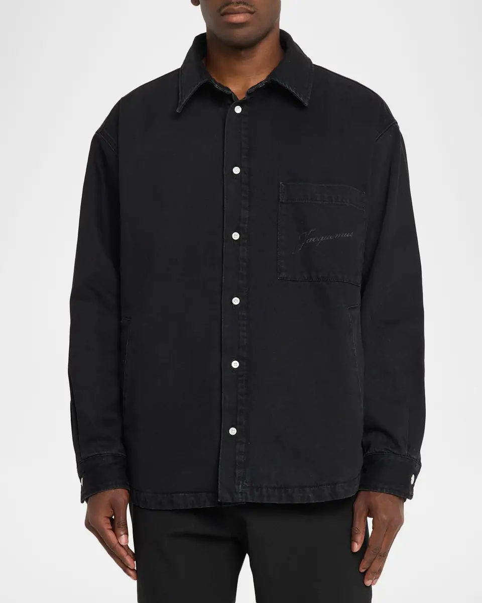 Jacquemus Men's La Chemise Black Denim Button-Down Shirt | Thumbnail 3 Jacquemus Men's La Chemise Black Denim Button-Down Shirt | Thumbnail 3