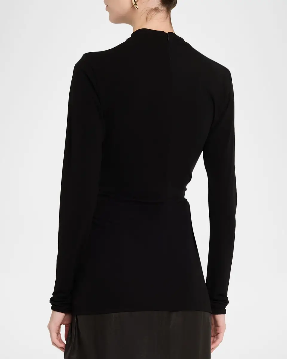 Bottega Veneta Long-Sleeve Gathered Viscose Top | Thumbnail 2
