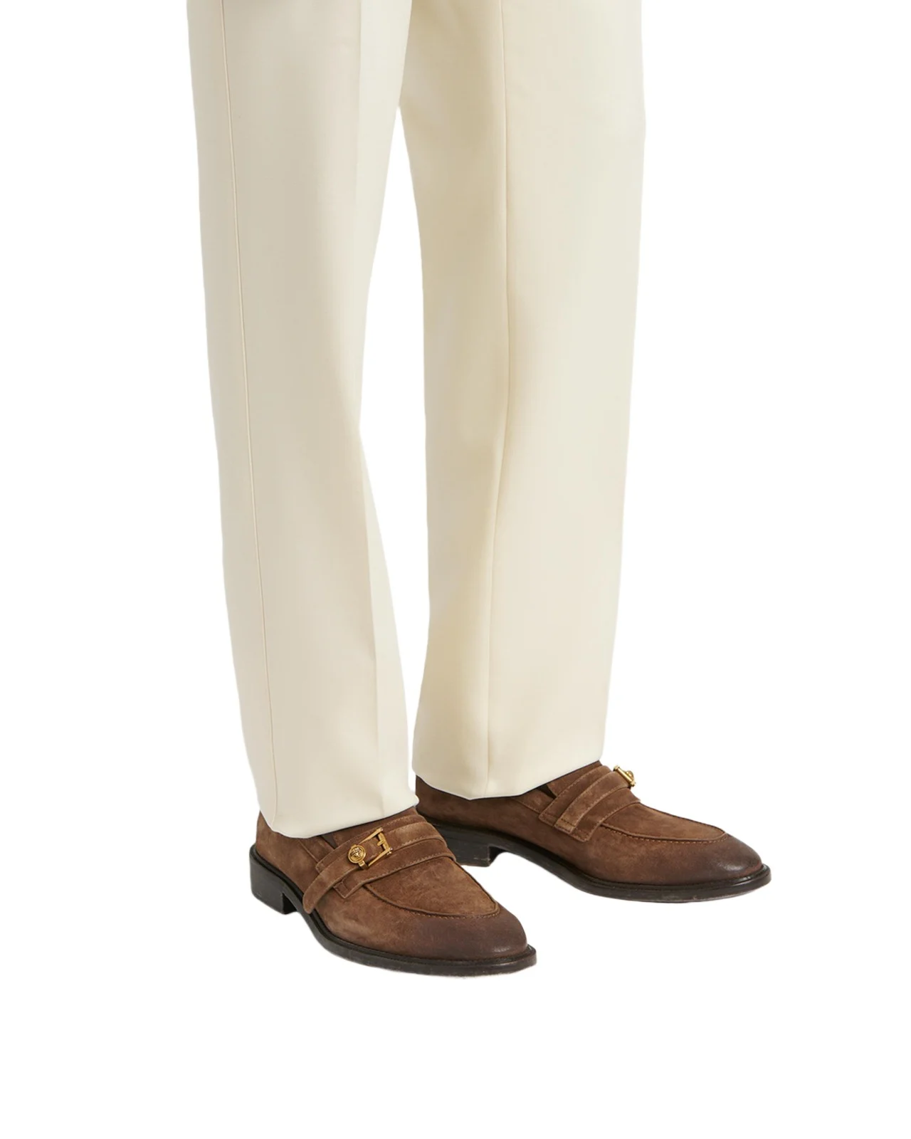 Men's Suede La Medusa Buckle Loafers