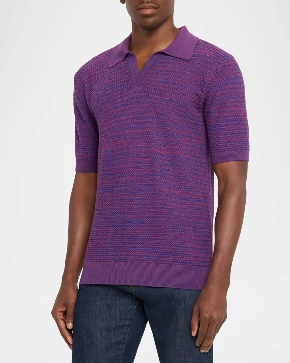 Etro en's Johnny Collar Open-Knit Polo Sweater | Thumbnail 3 Etro en's Johnny Collar Open-Knit Polo Sweater | Thumbnail 3