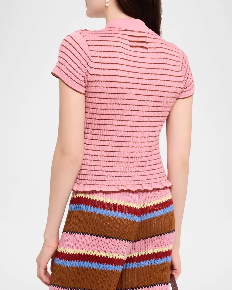Guest In Residence Smocked Shrunken Striped Polo | Thumbnail 2 Guest In Residence Smocked Shrunken Striped Polo | Thumbnail 2