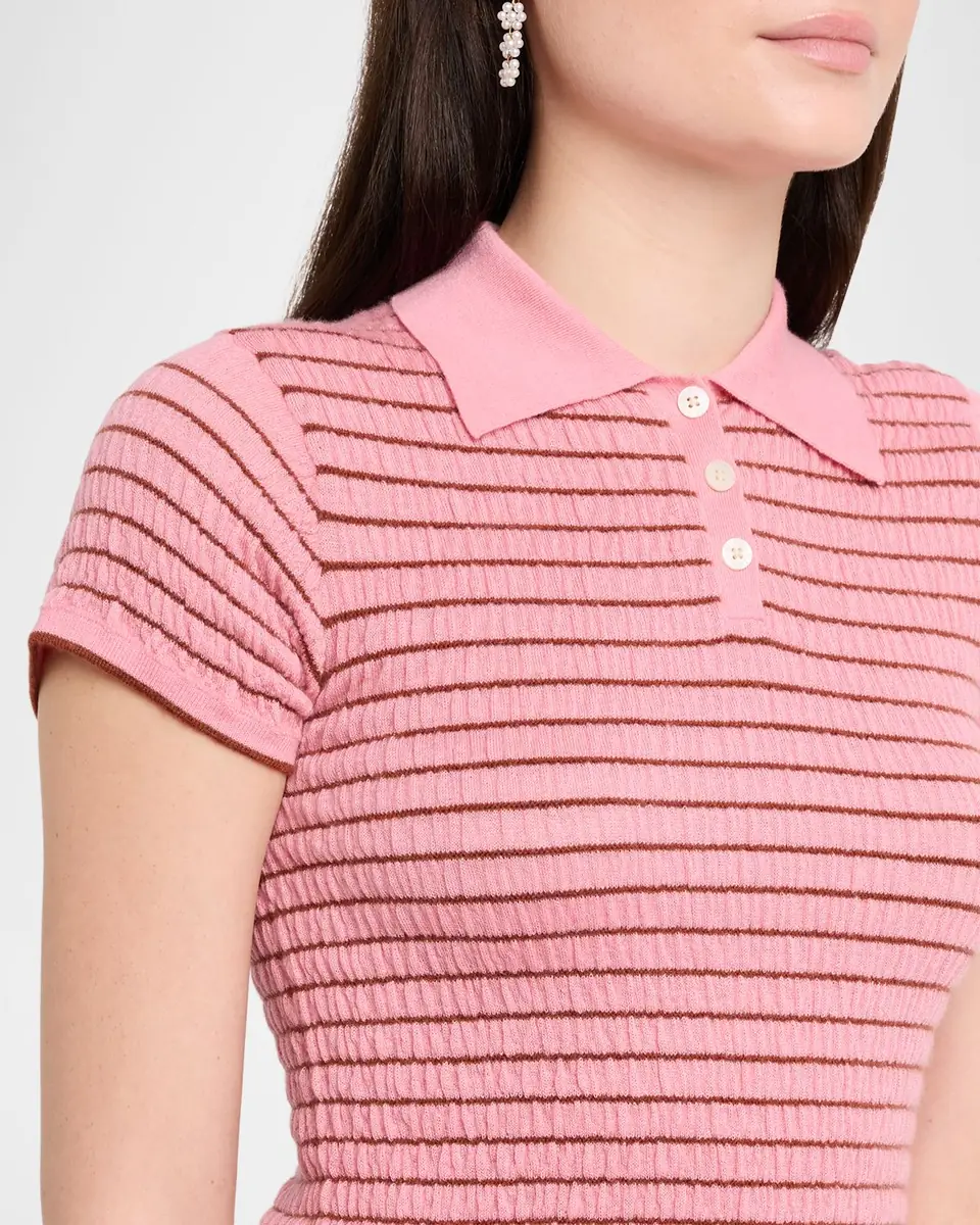 Guest In Residence Smocked Shrunken Striped Polo | Thumbnail 4 Guest In Residence Smocked Shrunken Striped Polo | Thumbnail 4