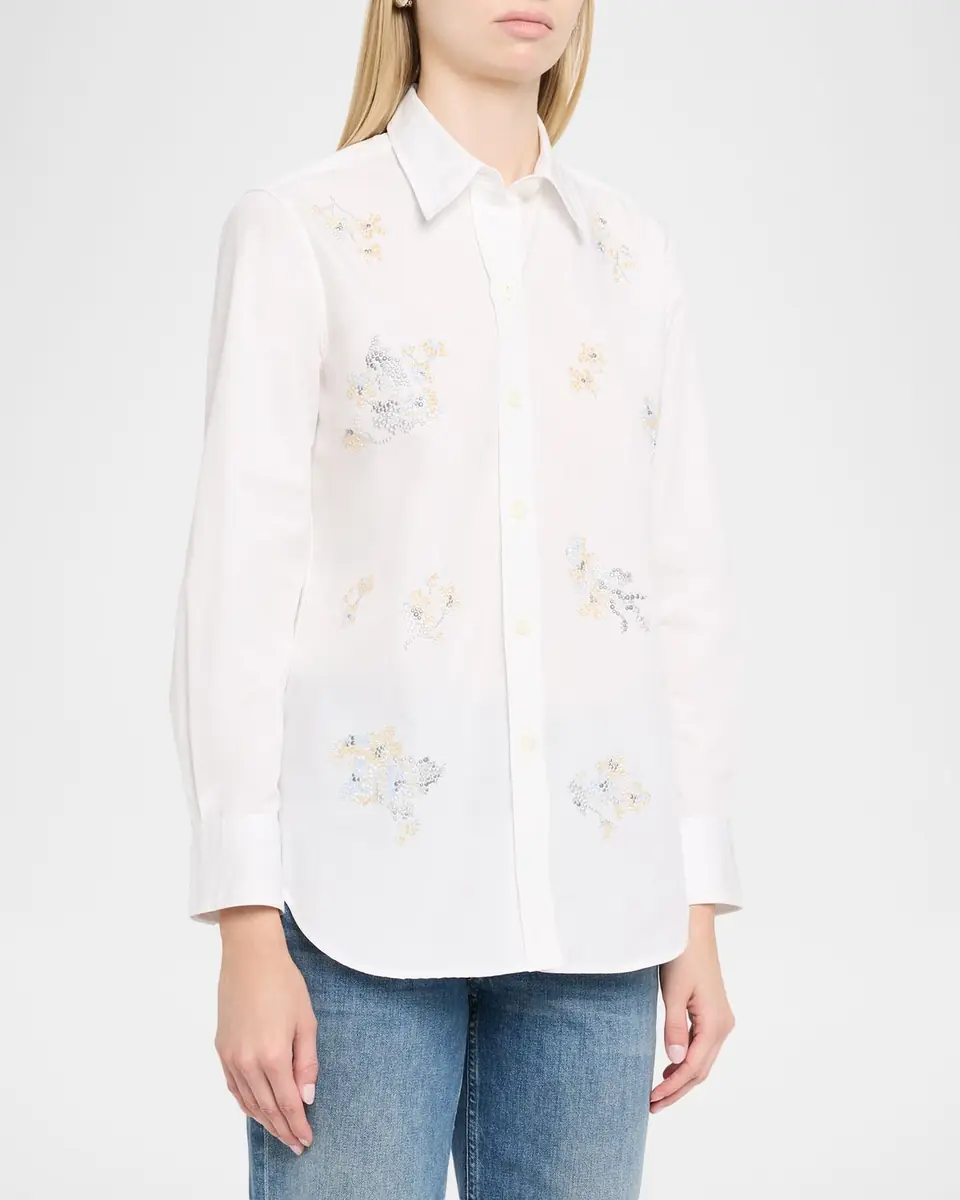 Libertine Porcelain Garden Cotton Poplin Button-Down Shirt | Thumbnail 3 Libertine Porcelain Garden Cotton Poplin Button-Down Shirt | Thumbnail 3