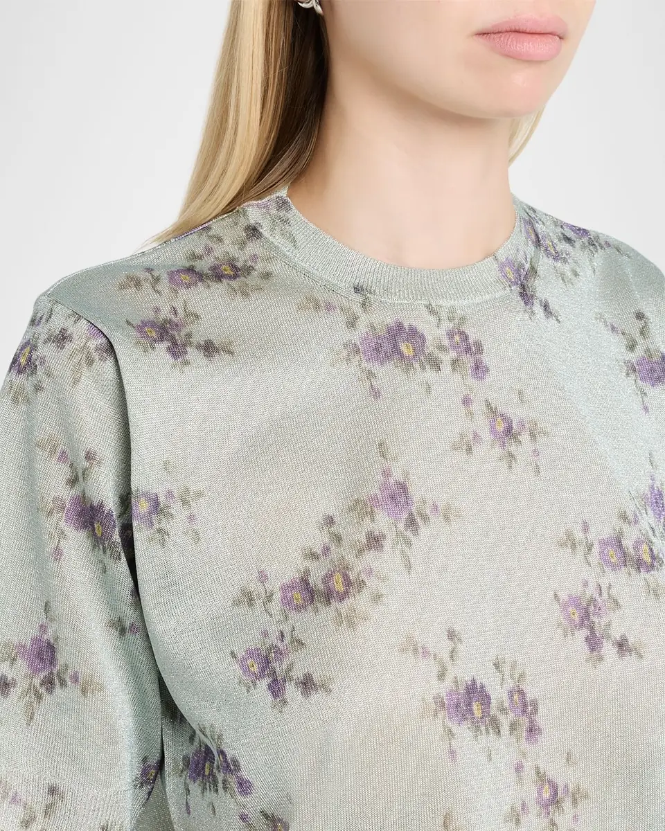 Ganni Floral Metallic Crewneck Tee | Thumbnail 4
