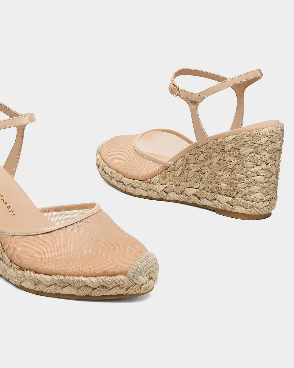 Stuart Weitzman 100mm Bareitall Mesh Espadrille Wedge Sandals | Thumbnail 2