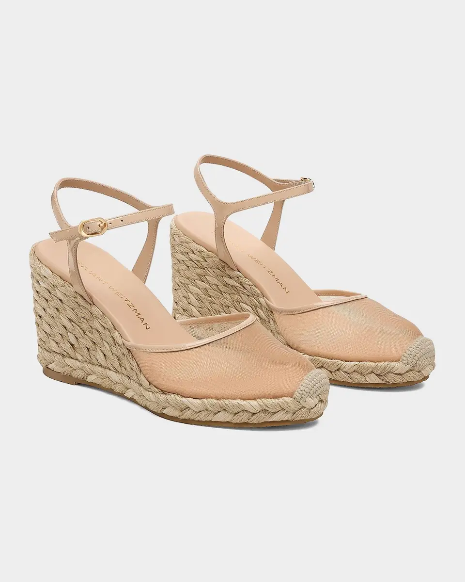 Stuart Weitzman 100mm Bareitall Mesh Espadrille Wedge Sandals | Thumbnail 3
